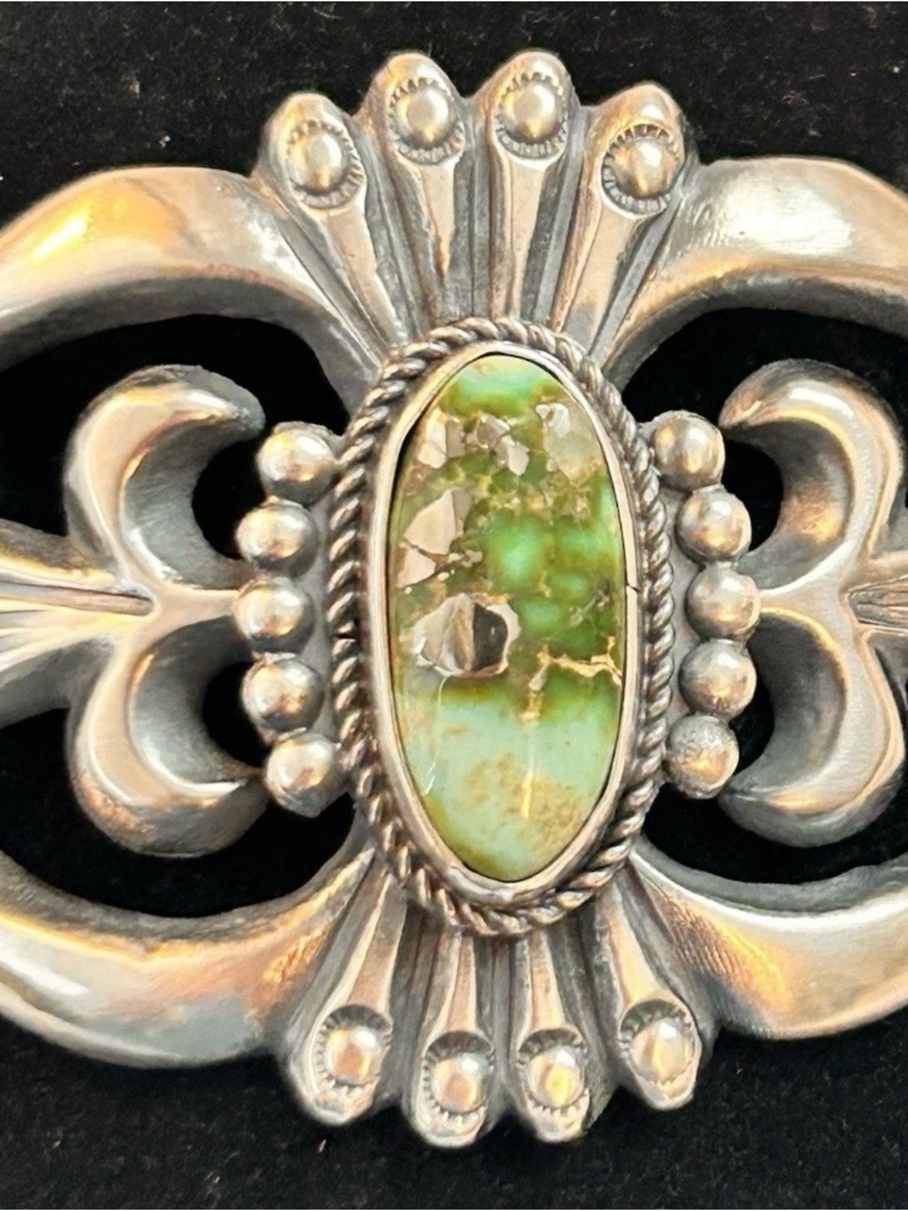 Navajo Handmade Tufa Silver & Sonoran Gold Cuff by Artist Harrison Bitsi
